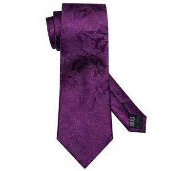 Naujas Mados Paisley Vyrų Kaklaraištis Violetinė Gėlių Dryžuotas Žakardo Šilko Kaklaraištis Necktie Nosinė, Rankogalių Segtukai Sagė Nustatyti Vestuves