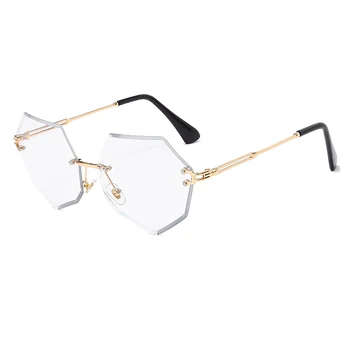 Naujas Mados Taškus Akiniai nuo saulės Prabangos Prekės ženklo Dizaino Moterų Metalo Daugiakampio Saulės akiniai UV400 Atspalvių Akių Oculos de sol