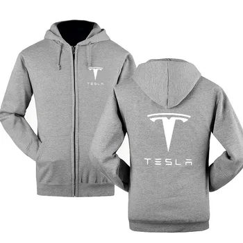 Naujas Mados Tesla Automobilio Logotipas Palaidinukė Hoodies Hoody Vyrams Pavasarį, Rudenį, Vilnos, Medvilnės Su Užtrauktuku Striukė HipHop Harajuku Vyrų Drabužiai.
