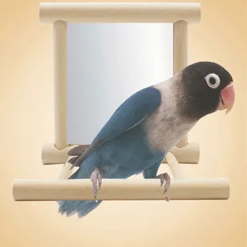 Naujas Medinis Pet Žaislas Veidrodis Įdomus Žaislas, Skirtas Papūgos Cockatiel Mažų Paukščių Papūga Žaislai Pet Papūgos Lipti Priedai