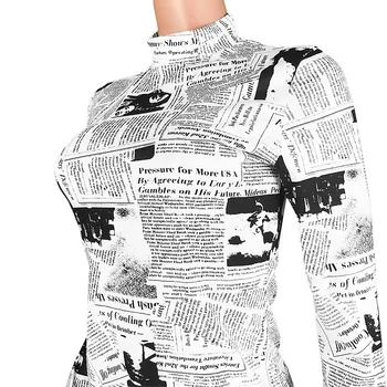 Naujas Moterys T Marškinėliai Ilgomis Rankovėmis Golfo Laikraštyje Spausdinti Tee Marškinėliai Moterims Topai Streetwear