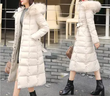 Naujas Moterų Storas Šiltas Žemyn medvilnės Striukė Žiemos viršutinių drabužių siuvimas Ilgai Medvilnės Striukes Plius dydis Moterų Parko Paltas Abrigo Mujer