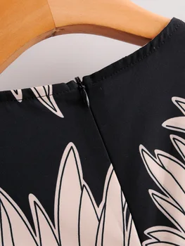 Naujas moterų vintage v kaklo spausdinti prašmatnus jumpsuits moteriška ruffles siamo rankovių lankas susieta varčias, platus kojos, siamo kelnes DS3687