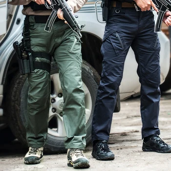 Naujas Multi-pocket Vyrų Tactical Kelnes Lauko Mokymo Kovoti su Kamufliažas Laisvas Kelnes Karinių darbo drabužiai Plius Dydis Vyrų Apačioje