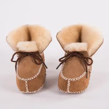 Naujas natūralios odos avikailio batai Vaikams Žiemos Super išlaikyti šiltas kailio, vilnos Sniego Kūdikio batai Lovelę Bebe Berniukas Mergaitė Naujagimių Prewalkers