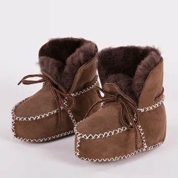 Naujas natūralios odos avikailio batai Vaikams Žiemos Super išlaikyti šiltas kailio, vilnos Sniego Kūdikio batai Lovelę Bebe Berniukas Mergaitė Naujagimių Prewalkers