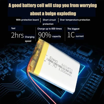 Naujas Nešiojamas 1200mAh Li Polimero Lipo Baterija 3.7 v Įkraunama 603450 Ličio Li-ion Baterija įmontuota PCB Modulis