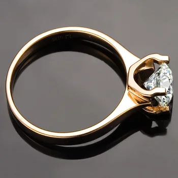 Naujas parduotuvės reklama. 18k Rose Gold Moissanite moterų žiedas aplink 6.5 mm, spalva, D, GRA pažymėjimą,
