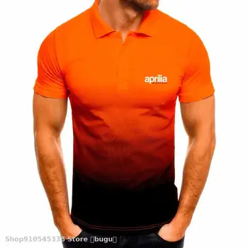 Naujas Polo Shirt Mens Atsitiktinis Aukštos Kokybės tinka aprilia Motociklų t-shirt Vyrai Viršūnes Drabužiai Vyrams 3D gradientas trumparankoviai