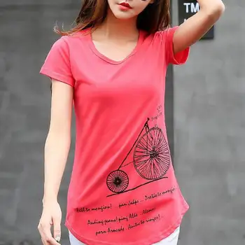 Naujas Prekės ženklas 2017 M. Vasaros Mados Spausdinti Harajuku T-shirt Plius Dydžio Raudonos spalvos Moteriški marškinėliai Paketo Klubo Medvilnės trumparankoviai marškinėliai