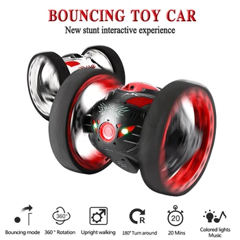 Naujas RC Automobilis Bounce Automobilį Nuotolinio Valdymo Žaislai, Šokinėti, Bounce Mini Automobilių Žaislas Sukimosi LED Nakties Šviesos Radijo bangomis valdomų Robotų Automobilių dovana