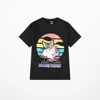 Naujas Retro Mados Juokingas Plaukioja Kiaulių Print T Shirt Vasaros Medvilnės High Street Rock T-marškinėliai Vyrams, Hip-Hop Riedlentė Tee Marškinėliai Homme