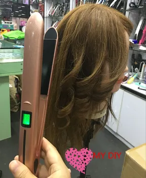 NAUJAS Rose gold plaukų ištiesinimo priemonės Titano lydinio medžiagos skydelis Tiesūs plaukai įtvaras Greitas kaitinimas 2 in 1 perm įrankis 110-220v