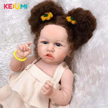 Naujas Stilius KEIUMI Minkšto Silikono Reborn Baby Lėlės Nekilnojamojo Touch 57 CM Su Įsišaknijusi Pluošto Plaukų Naujagimių Bebe Žaislai Vaikams Gimtadienio Dovana