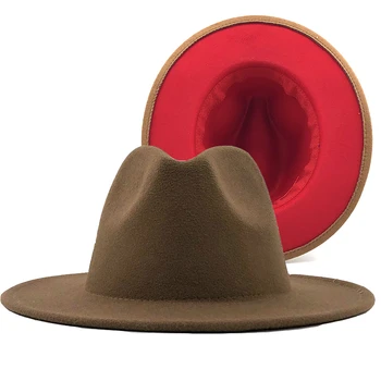 Naujas Unisex žalia raudona Kratinys Manė, Džiazo Skrybėlę Bžūp Vyrai Moterys Plokščių Kraštų Vilnos Mišinys Fedora Skrybėlės Panama Trilby Vintage Hat