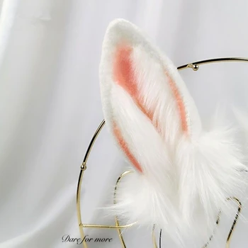 Naujas White Rabbit Triušiuko Ausys Hairhoop Kartus Apdangalai, Lankelis Rankų Darbo Anime Žaidimas Helovinas Kostiumų Priedai