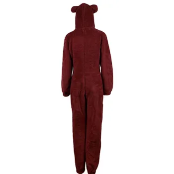 Naujas Žiemą Šilta Moteris Pliušinis Jumpsuit Romper Pižama Koralų Aksomo Ilgomis Rankovėmis Užtrauktuką Gobtuvu Sleepwear Moterų Drabužiai 2020 M.