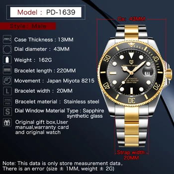 Naujasis PAGANI Prekės ženklo Dizainas Prabangių Vyrų Laikrodžiai Automatinė Aukso laikrodis Vyrams, Vandeniui Verslo, Sporto Mechaninis Laikrodis reloj hombre
