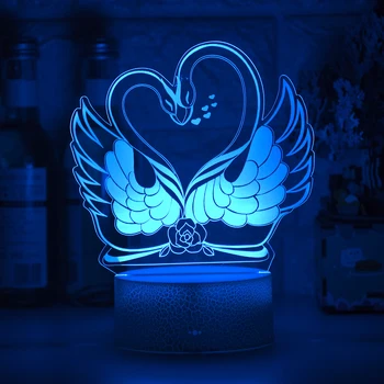 Naujausias 7-spalva Atokiose Ar Touch Valdymo 3D LED Nakties Šviesos Swan Formos Stalas Stalo Lempos Kalėdos Namų Puošybai Mielos Dovanos Vaikams