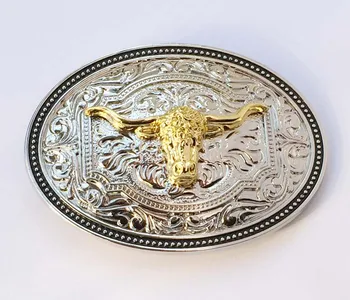Naujausias Desgin Vakarų Kaubojus Texas Aukso Ilgai Ragų Bulių Galvos Diržo Sagtis