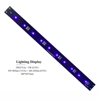 Naujausias Dizaino uv-C LED Modulis Baktericidiniu UV Lempa Ultravioletinė Šviesa Sterilizacija (145/300)x20x2mm 2.5 M/5W/10W