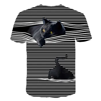 Naujausias Katė 3D Atspausdintas T-shirt Atsitiktinis Trumpas Rankovės O-Kaklo Mados Spausdinami 3D marškinėliai Vyrams/Moterims Tees Aukštos Kokybės marškinėlius Hombre