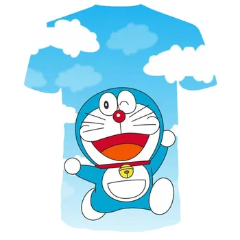 Naujausias Vasaros Vaikų Drabužių 3D Spausdinimo Animacinių filmų Doraemon Berniukų, Mergaičių Unisex Marškinėliai Palaidinukė Filmukai Vaikams, Marškinėliai Topai 4T-14T