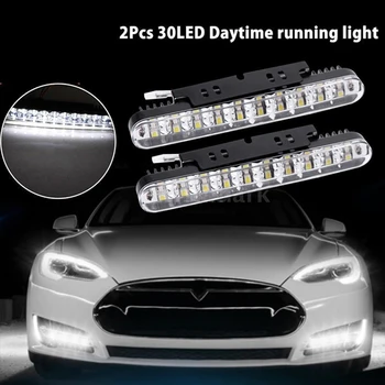 Nauji Karšto 12V 12W 2x 30 LED Automobilių Šviesos važiavimui Dieną DRL Dienos šviesos Lempos su posūkių Žibintai 19cm x 2.5 cm x 4cm