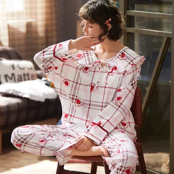 Nauji Karšto Pardavimo Moterų Pižama Nustatyti 2 /VNT Medvilnės Rudens Žiemos Animacinių filmų ilgomis Rankovėmis Mielas Sleepwear Atsitiktinis Homewear Moterų naktiniai drabužiai