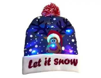 Nauji Metai LED Megzti Kalėdų Skrybėlę Kepuraitė Šviesos Apšviesti Šilta Skrybėlę Suaugusiųjų Kalėdų Vakarėlį Šilčiau Kalėdų Dekoro Santa Elf Kepurės