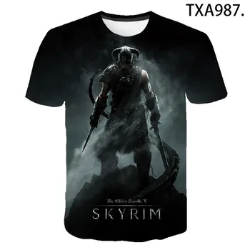 Naujo The Elder Scrolls V SKYRIM 3D T Marškiniai Vyrams, Moterims, Vaikams, Vasaros Atsitiktinis Žaidimas marškinėliai trumpomis Rankovėmis Viršūnes Kietas Skyrim Tee Marškinėliai
