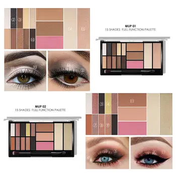 Naujos Paletės Eyeshadow Žymėjimo Įrankis Blizgučiai Blush Kontūras Paletė 15 Atspalvių Su Teptuku#