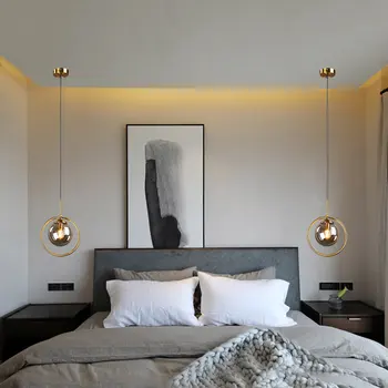 Naujovė led šviestuvo modernus minimalistinis miegamasis naktiniai apšvietimo magic bean baras, restoranas vieną galvą stiklo mažų kabo lempa