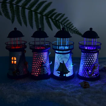 Naujovė Viduržemio jūros regiono Stiliaus LED Nakties Šviesos Švyturys Žvakidė Namų Dekoracijos Kalėdų Žiburiai Gimtadienio Dovanos lempos