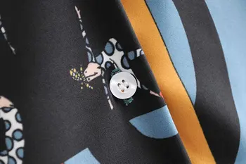 Naujų 2020 m. moteris derliaus kontrasto spalvų grafiti spausdinti verslo palaidinė office lady retro marškiniai, elegantiškos chemise femininas viršūnes LS6136