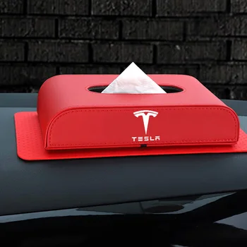 Naujų audinių popieriaus langelį Tesla Modelis 3 Modelis S modelis X raudonas juodas automobilis poilsio lauke, automobilių audinių langelį