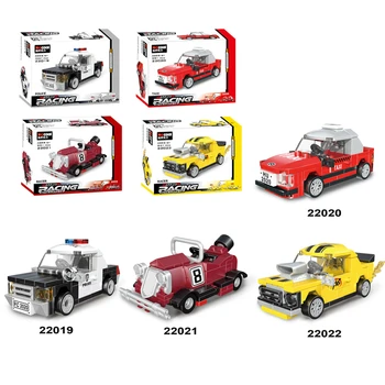 Naujų Idėjų Mini Pull-back Automobilių Blokai Miesto Policijos lenktyninis Automobilis, Autobusas, Taksi Plytų Modelis Žaislai Vaikams