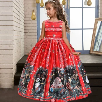 Naujųjų Metų merginos Kalėdų princesė Ilga suknelė Europos ir Amerikos vaikų keletą stilių, spausdinimo temą šalis suknelė