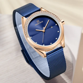 NAVIFORCE Naujų Kūrybinių Moterų Laikrodžiai, Prabangūs Aukso Mėlyna Kvarco Ponios Laikrodžiai Relogio Feminino Akių Juostos Laikrodžius Reloj Mujer
