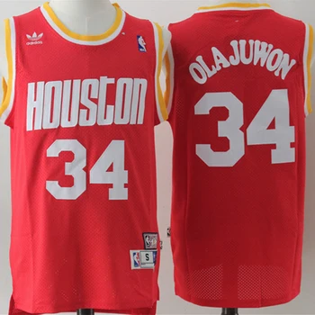 NBA Vyrų Houston Rockets #34 Hakeem Olajuwon Krepšinio Megztiniai #22 Clyde Drexler Retro Swingman Jersey Siūlės Akies Megztiniai