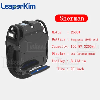 Ne vėliau kaip Veteranas Sherman 20 colių off-road elektra unicycle 3200wh baterija 2500W motorinių LCD ekranas naujas prekės ženklas Leaperkim EUC