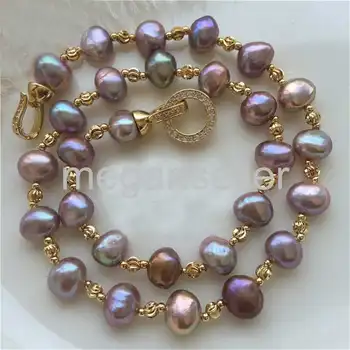 Nekilnojamojo 8-9mm violetinė baroko kultūringas gėlavandenių perlų vėrinį 20