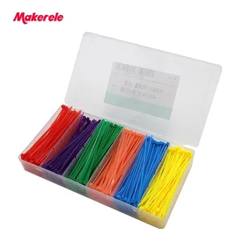 Nemokamas pristatymas 3*100mm Spalvinga nailono kabelinių ryšių kabelių vielą, kaklaraištis, Savaiminio Fiksavimo plastiko kaklaraištis zip ryšių 6 spalvų paketas