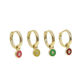 Neon spalvinga emalio disko Aukso užpildytas paprastų moterų papuošalai Geometrinis turo taškai žavesio lašas auskarai