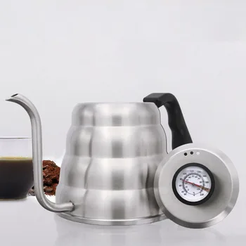Nerūdijančio Plieno kavinukas su Termometru Lašinamas Kavos Virdulys Žąsų Kaklo Virdulys Arbatinukas Kavos virimo aparatas Butelį, Virtuvės Reikmenys