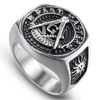 Nerūdijančio plieno punk mens žiedas Aukso vyrų priedai pasididžiavimas didelis, platus, Religinių signet-žiedas Masonų Aukso, Titano Plieno Žiedas