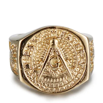 Nerūdijančio plieno punk mens žiedas Aukso vyrų priedai pasididžiavimas didelis, platus, Religinių signet-žiedas Masonų Aukso, Titano Plieno Žiedas