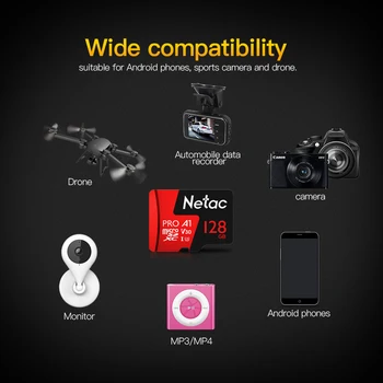 Netac P500 Pro 64GB Micro SD Kortelę 128 GB TF Kortele U3 V30 Kompiuterio Vaizdo plokštė yra Iki 100 MB/s 256 GB Atminties Kortelė Išmanųjį telefoną Drone