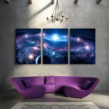 Neįrėminti 3 Gabalus drobės, paveikslai, Nuotraukos Spausdinimo Kosmoso Žvaigždėtas dangus Namų Dekoratyvinės Sienų Plakatas Kambarį Dekoro