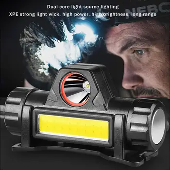 Nešiojamas Galingas LED Žibintas COB+XPE Aukšto ryškumo Šviesos USB Įkraunamas LED Žibintų Kempingas Fakelas Žvejybos Jojimo Šviesos